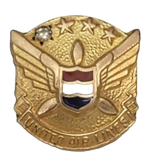 10k Yellow Gold United Airlines Service Lapel Pin - Picture 7 of 7